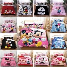 Disney Cartoon Mickey Minnie Mouse Quilt Duvet Cover Bedding Set Kids Xmas Gift