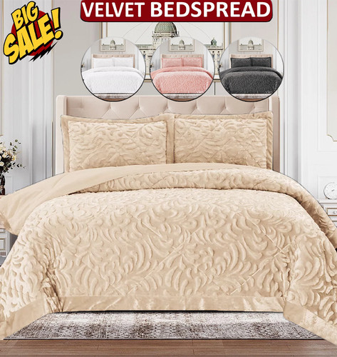 Quilted velvet bedspread pcs - velvet,