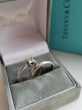 Tiffany & Co Wedding Band Diamond Solitaire Princess Cut Engagement Ring Size J 