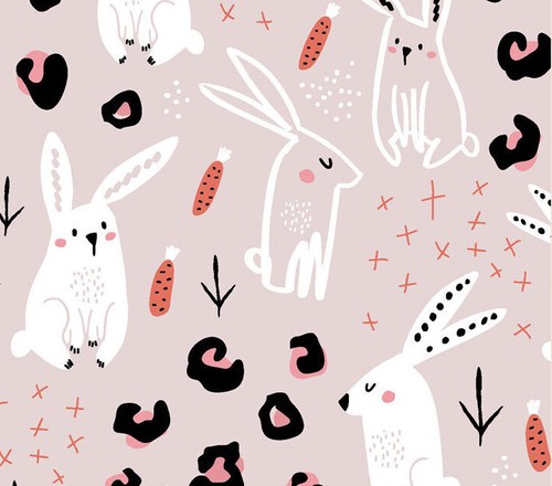 Cotton fabric pink doodle - fabric,