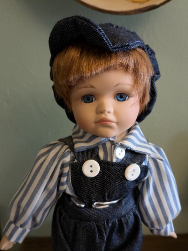 Porcelain doll boy blue - porcelain, of
