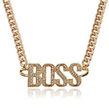 Gold BOSS Chain Necklace Punk Big Gangster Shinny Rapper Fancy Dress Costume