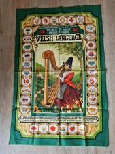 Vintage Welsh cotton Tea Towel Wales language cymru unused new gift