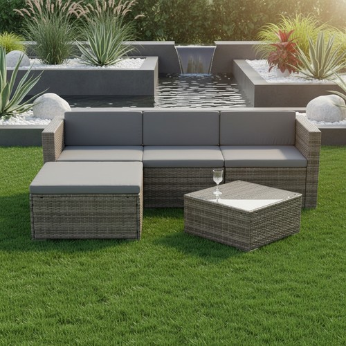Set chairs rattan grey - rattan,