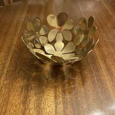 IKEA Stockholm Monika Mulder Brass Metal Fruit Bowl 21cm Floral Daisy Home Decor
