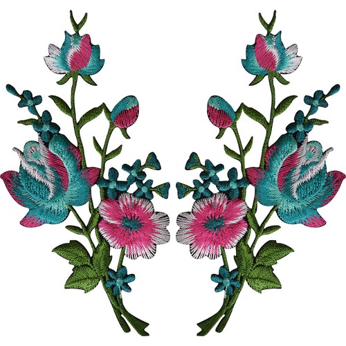 Pair flower embroidered - flower,