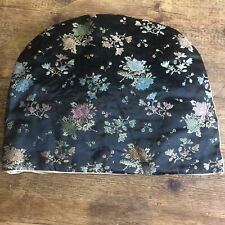 Black Floral Satin Padded Tea Cosy