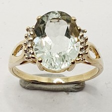 9ct Aquamarine & Diamond Dress Cocktail Ring Yellow Gold 375 Size N Hallmark