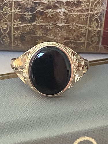 Gents 9ct gold onyx - gents, &