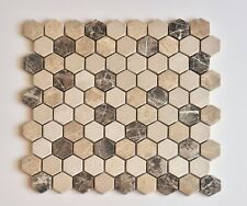 CUT SAMPLES Hexagonal Tile REAL Marble  Matt Mosaic Beige Brown Cream