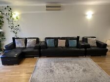 DFS Black Leather Sofa Suite