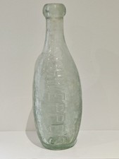 SCHWEPPES. Vintage Schweppes Glass Bottle. Skittle Shaped Aqua Glass Bottle #841