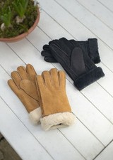 Women's Premium Sheepskin Gloves with Turn Back Cuff Luxury Shearling Lining