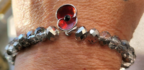 Red enamel poppy charm - poppy,