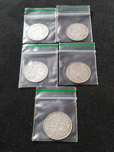Five 1919 threepence - five, coin