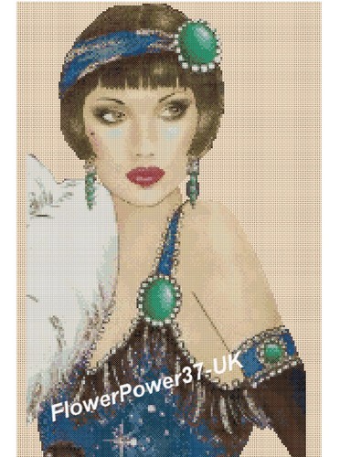 Art deco lady cross stitch - cross,