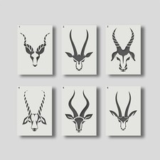 Antelope Head Stencils, Home Decor , Wall Art, Animal Painting Stencils
