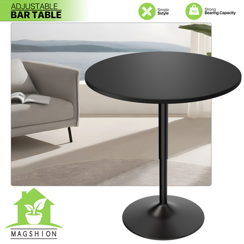Black wooden round pub - black,