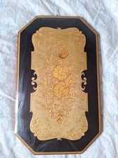 Vintage Sorrento Novelty Inlaid Wood Works Plaque Floral With Butterfly