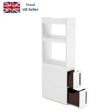 SONGMICS Narrow 3 Shelves 2 Drawers Recess Cabinet with Wheels - 17cm Wide