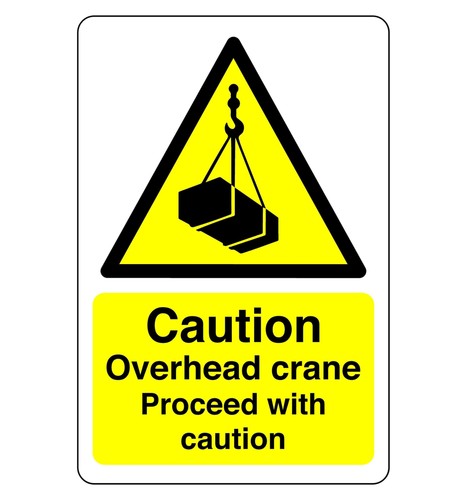 Caution overhead crane sign - caution,