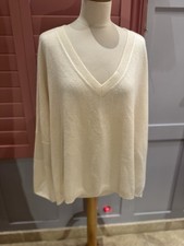 AMANDA WAKELEY CREAM CASHMERE OVERSIZED V NECK JUMPER O/S