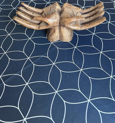 Brown wooden hand sculpture - brown,