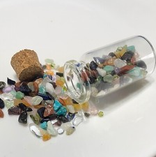 Gemstone Wishing Bottle Semi Precious Tiny Crystal Chips Nuggets