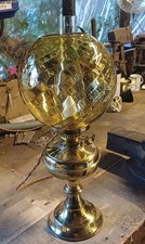 Converted vintage oil lantern / Amber spiral globe