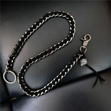 Wallet Chain Braided Leather & Metal Rocker Biker Jean Keychains Key