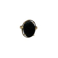 9ct 9k Yellow Gold 6.35ct Natural Black Opal Ladies Ring Size N1/2. Brand New