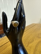 Sterling Silver Men’s Signet Ring Yemen Yellow Agate Size R 1/2