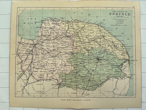 Norfolk 1884 antique map - antique,