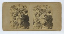 Boy & Girl Blowing Bubbles - Genre Stereoview 
