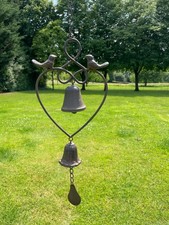 Brown heart hanging windchime - brown,