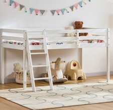 Bunk Bed Triple Sleeper Loft Cabin Bed Solid Pine Wood Frame Desk Kids 3FT 4FT6