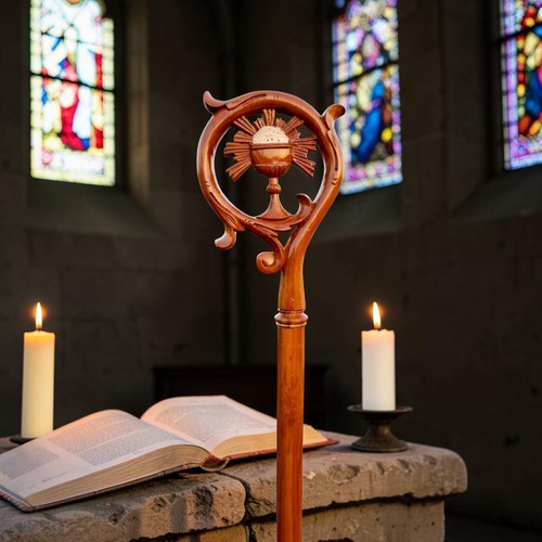 Wooden crozier bishop staff - wooden,