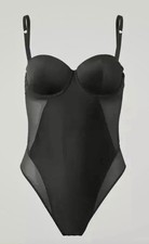 Wolford Stretch Silk Bodysuit NEW Wired Bodysuit in Black Size M