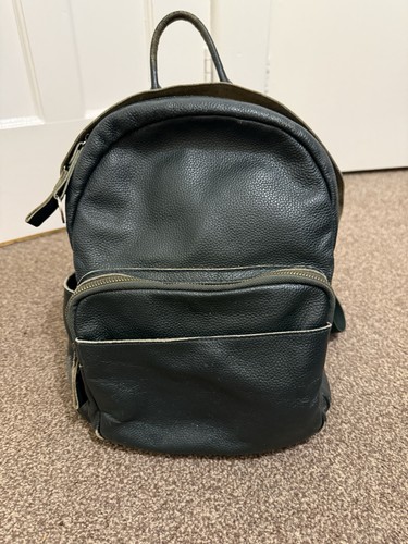 Small green leather backpack - small,