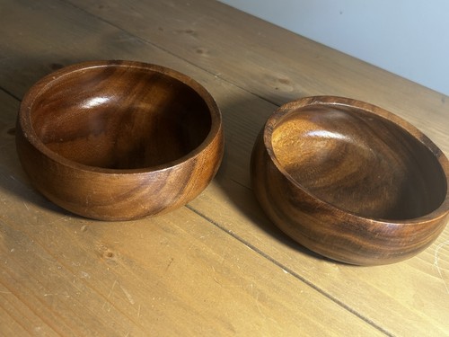 Pair vintage hand turned solid - vintage,