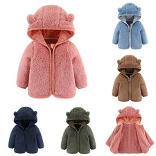 Teddy Bear Coat Winter Warm Newborn Baby Boys Girls Hooded Furry Jacket Outwear
