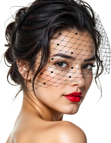 Black mesh veil - veil, headband
