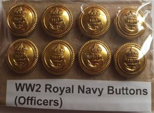 8x WW2 Royal Navy Officers Gilt Tunic Buttons