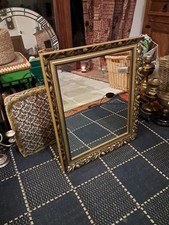 Medium Vintage Gilt Ornate Wall Gold Carved Wooden Mirror 60 X 50 Cm