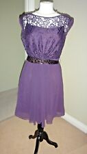 Coast Gorgeous Purple Lace & Chiffon Mini Dress Size 14