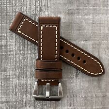 24mm Thick Dark Brown Leather Watch Strap Band For OFFICINE PANERAI PAM Watches