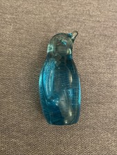 Blue Glass 2.5 Inch Penguin Figurine Ornament Paperweight