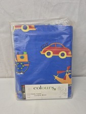 B & Q Colours Blue Boys Transport Ready Made Curtains 72" Drop W90" BNIB N3
