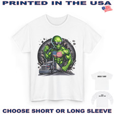 Digirods Green Alien All American Trucker Big Rig 18 Wheeler Cartoon Car T Shirt
