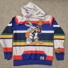 Vintage Space Jam Jumper Mens Movie Long Hoodie Bugs Bunny Daffy Duck Large